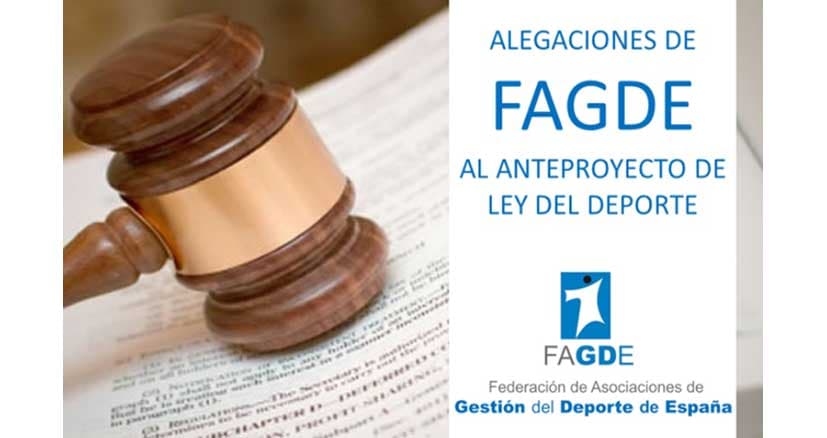 FAGDE envía al CSD sugerencias, observaciones y alegaciones al anteproyecto de Ley del Deporte