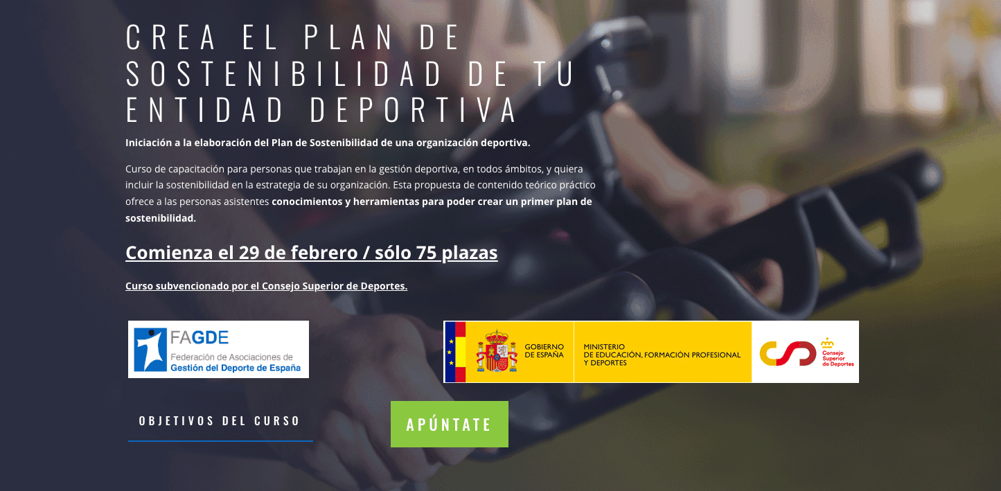 Formación online para crear el plan de sostenibilidad de entidades deportivas